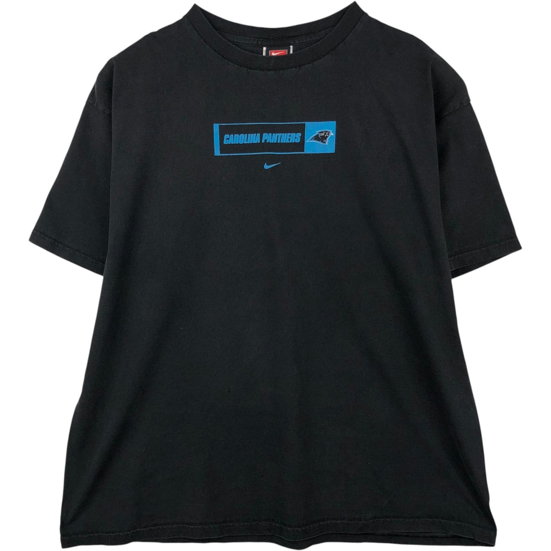 ~2000'S Nike TEAM NFL Carolina Panthers sports print T-shirt, men's size XL (approx.) cotton navy blue type Vintage Second Hand