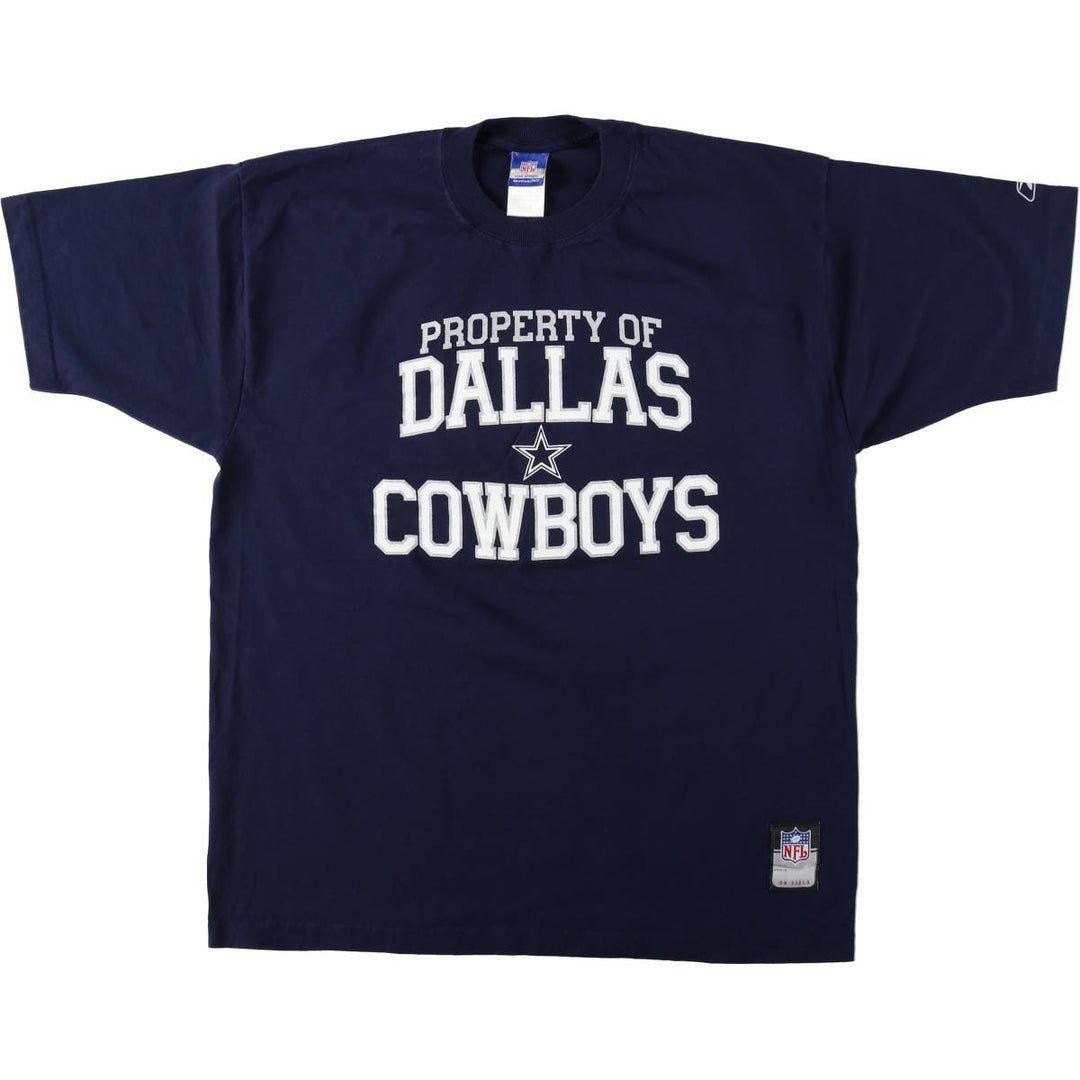 Reebok NFL Dallas Cowboys sports print T-shirt, men's size L (approx.) cotton navy blue type Vintage Second Hand