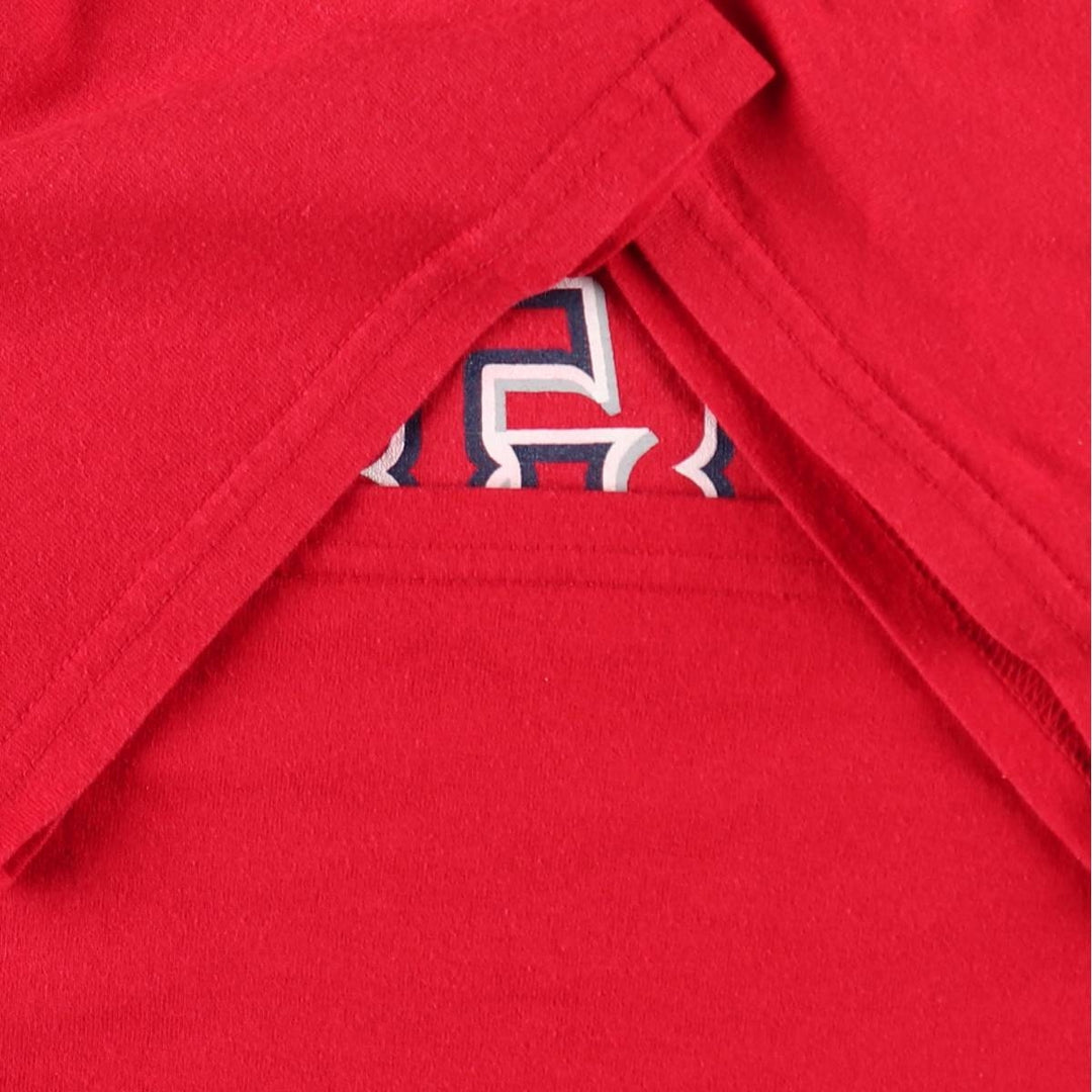 90s-00'S Majestic MLB Los Angeles Angels American flag pattern Henley neck sports print T-shirt, men's size XL. cotton red type Vintage Second Hand