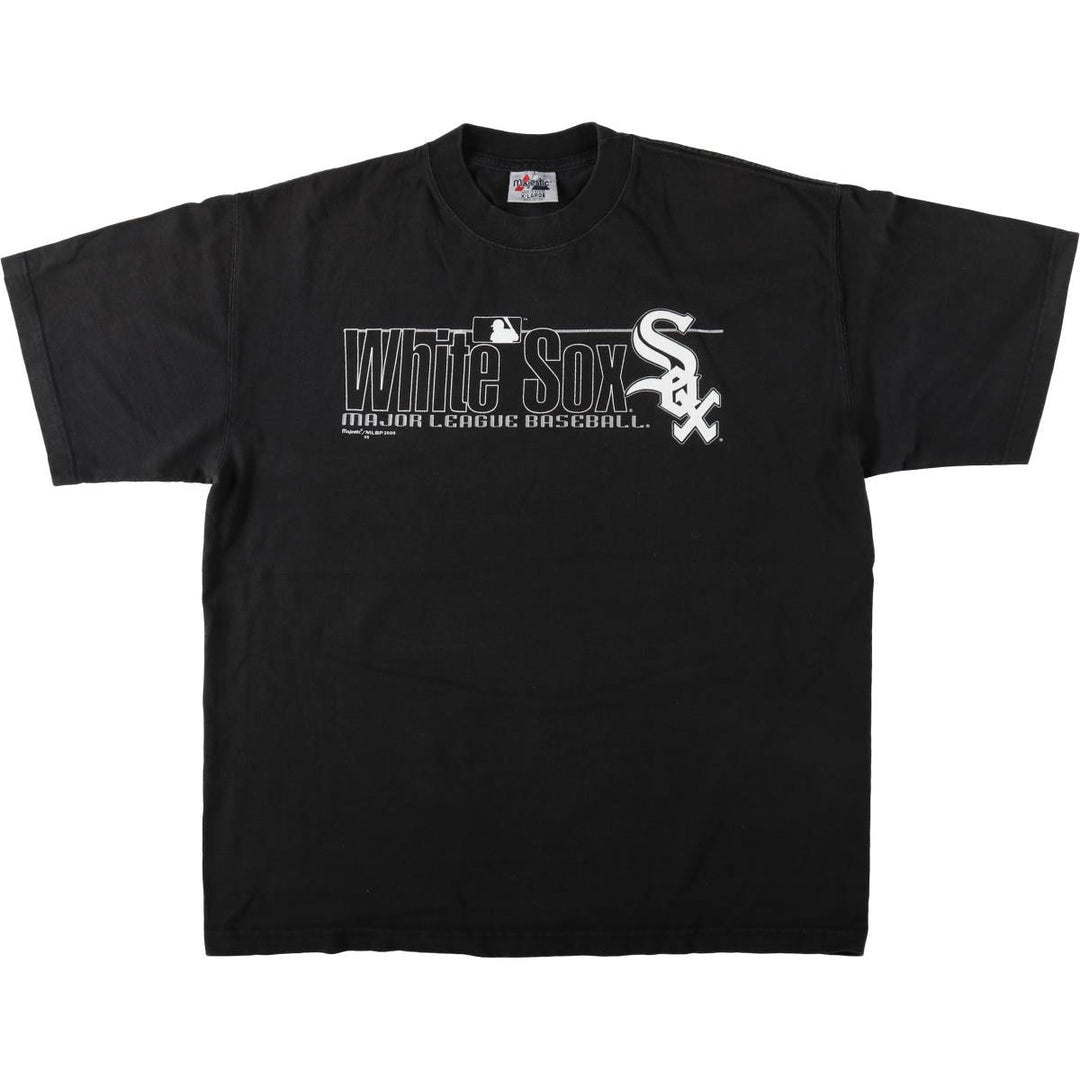2000'S Majestic MLB Chicago White Sox Logo Print T-Shirt, Men's Size XL (approx.) cotton black type Vintage Second Hand