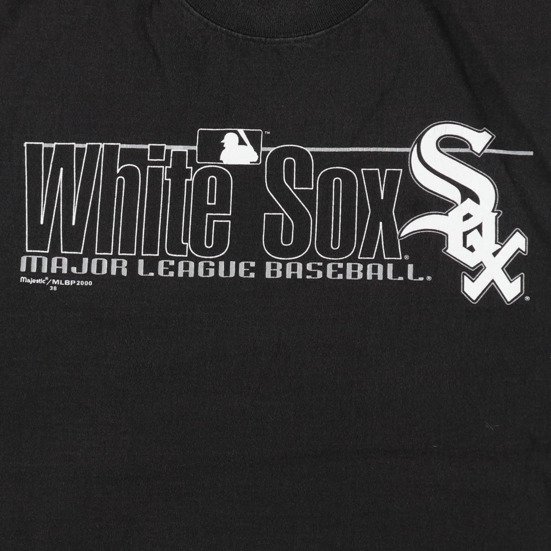 2000'S Majestic MLB Chicago White Sox Logo Print T-Shirt, Men's Size XL (approx.) cotton black type Vintage Second Hand