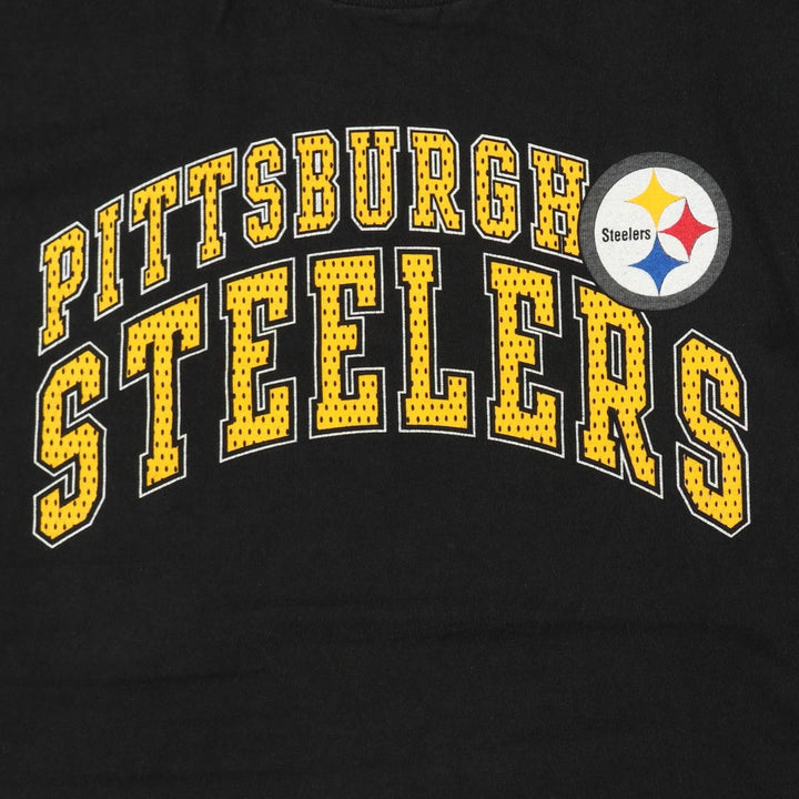 90'S Fruit of the Loom NFL Pittsburgh Steelers Sports Print T-Shirt, Made in USA, Men's XL equivalent, Vintage cotton black type Vintage Second Hand