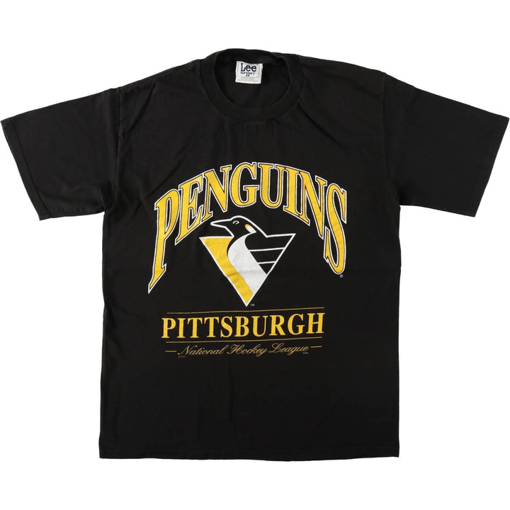 90s-00'S Lee SPORT NHL PITTSBURGH PENGUINS sports print T-shirt, men's size L (approx.) cotton black type Vintage Second Hand