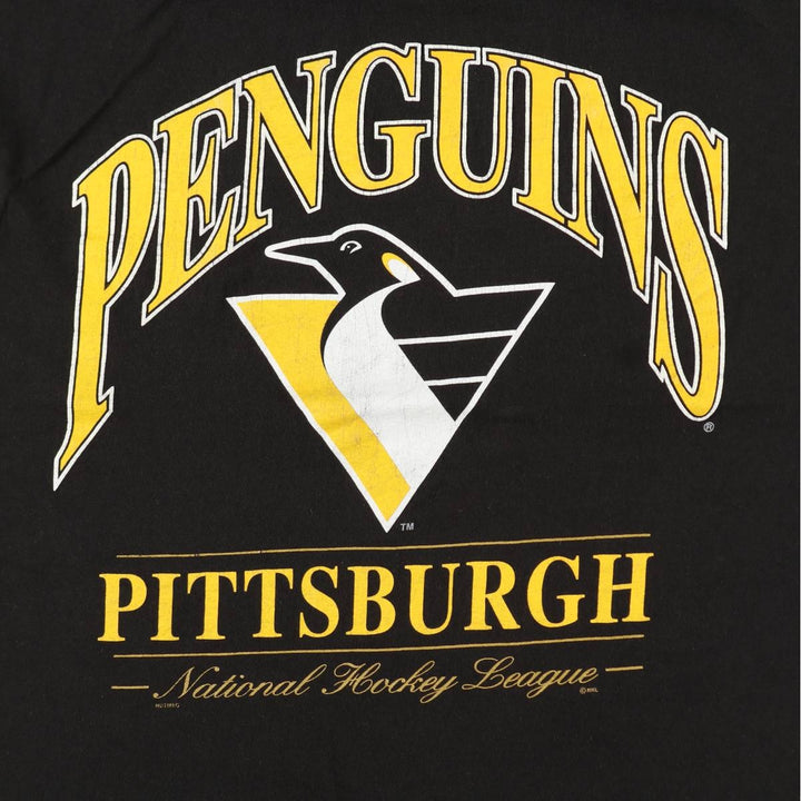 90s-00'S Lee SPORT NHL PITTSBURGH PENGUINS sports print T-shirt, men's size L (approx.) cotton black type Vintage Second Hand