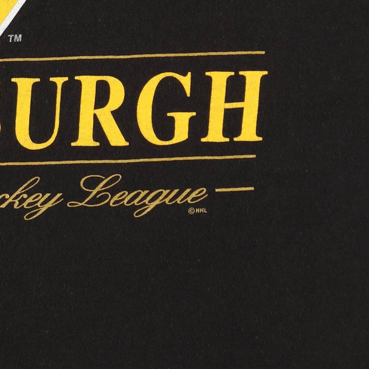 90s-00'S Lee SPORT NHL PITTSBURGH PENGUINS sports print T-shirt, men's size L (approx.) cotton black type Vintage Second Hand