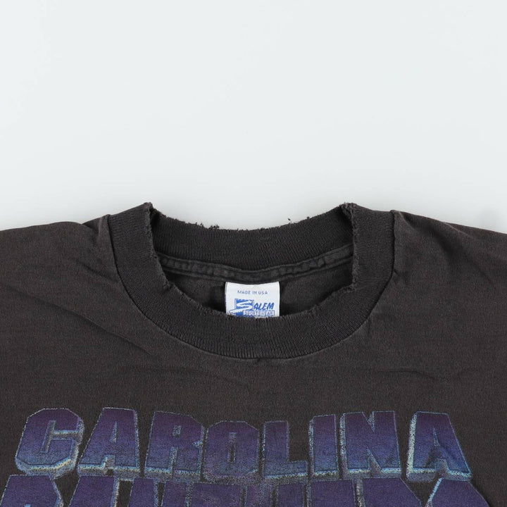 90'S SALEM NFL Carolina Panthers Sports Print T-Shirt, Made in USA, Men's XL equivalent, Vintage cotton black type Vintage Second Hand