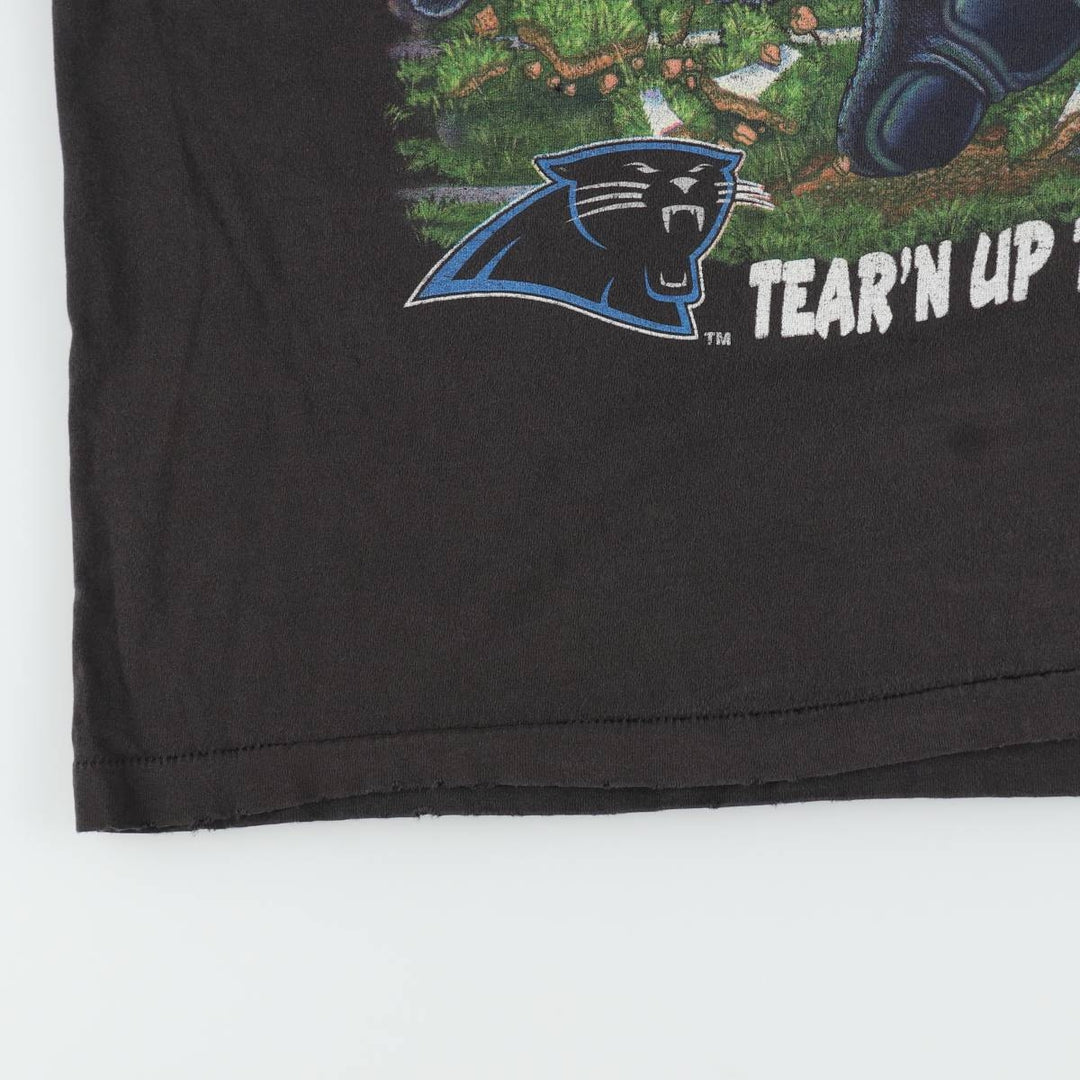 90'S SALEM NFL Carolina Panthers Sports Print T-Shirt, Made in USA, Men's XL equivalent, Vintage cotton black type Vintage Second Hand