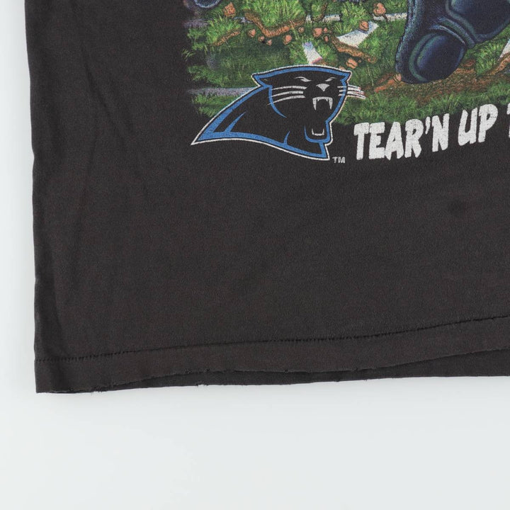 90'S SALEM NFL Carolina Panthers Sports Print T-Shirt, Made in USA, Men's XL equivalent, Vintage cotton black type Vintage Second Hand