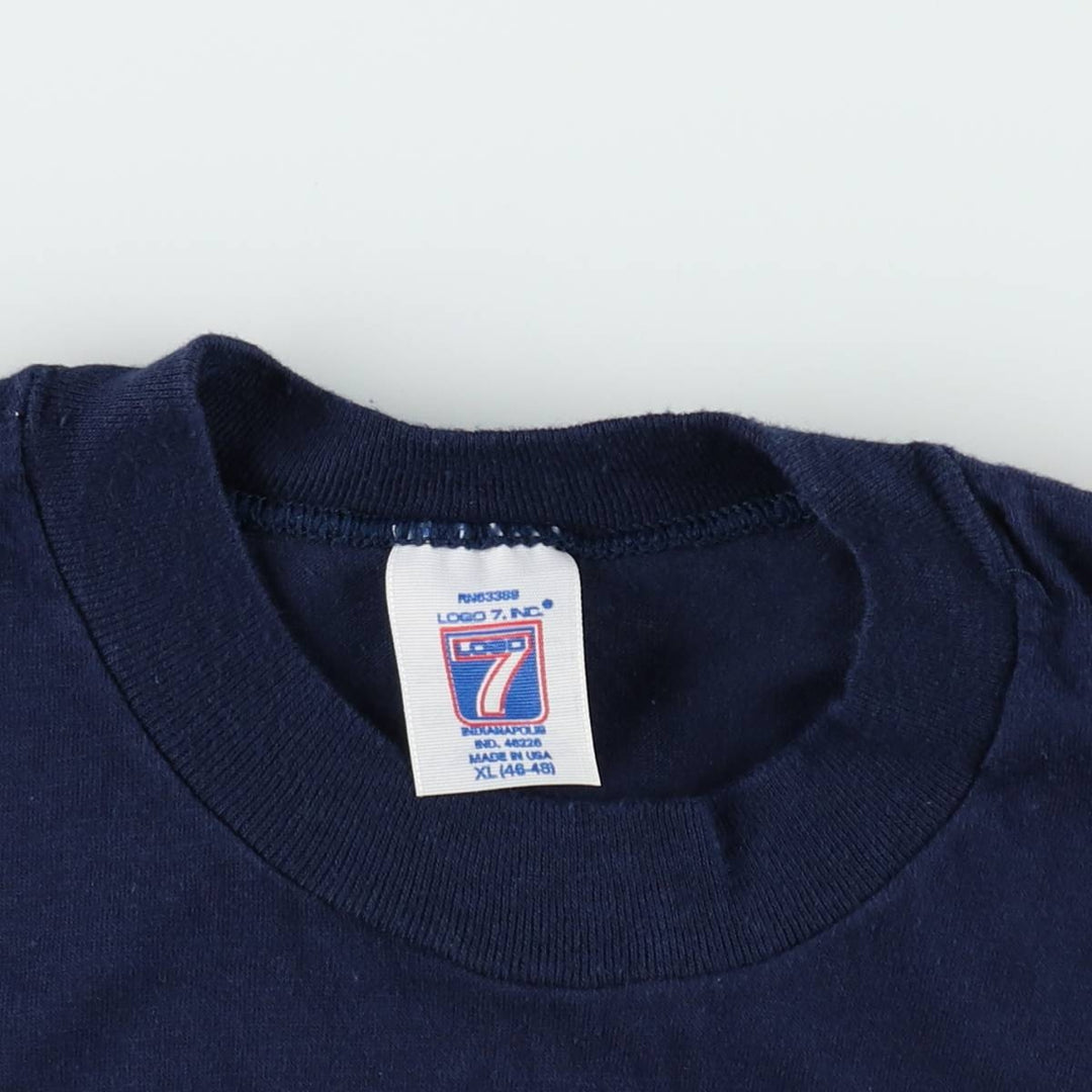 80s-90'S Logo 7 NFL Chicago Bears sports print T-shirt, Made in USA, Men's XL equivalent. polyester navy blue type Vintage Second Hand