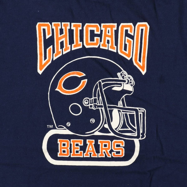 80s-90'S Logo 7 NFL Chicago Bears sports print T-shirt, Made in USA, Men's XL equivalent. polyester navy blue type Vintage Second Hand