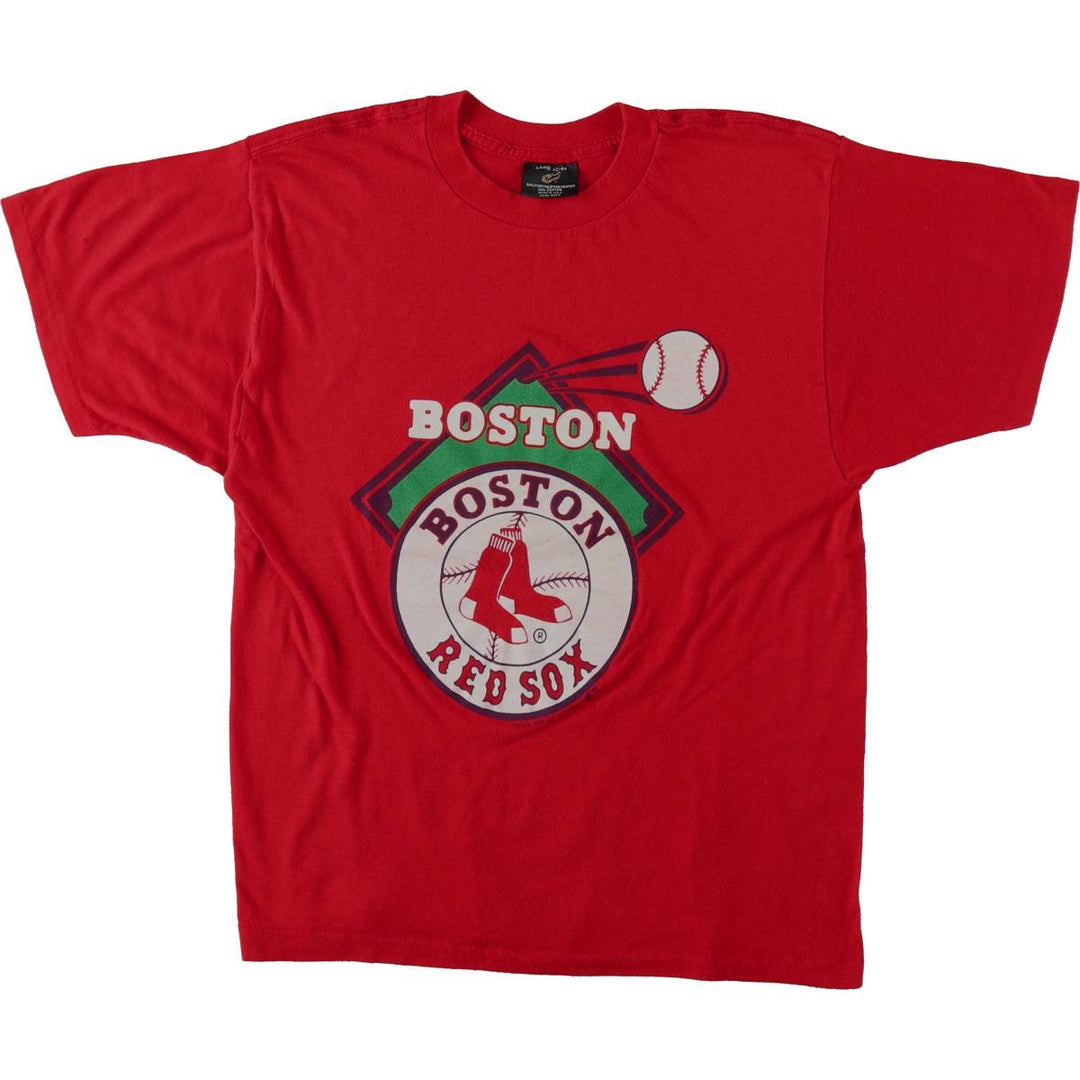 80'S Sneakers MLB BOSTON RED SOX Sports Print T-Shirt Made in USA Men's Size L (Equivalent) Vintage polyester red type Vintage Second Hand
