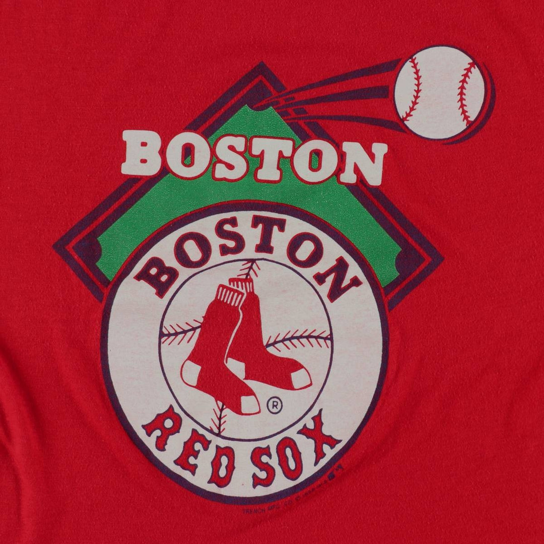 80'S Sneakers MLB BOSTON RED SOX Sports Print T-Shirt Made in USA Men's Size L (Equivalent) Vintage polyester red type Vintage Second Hand
