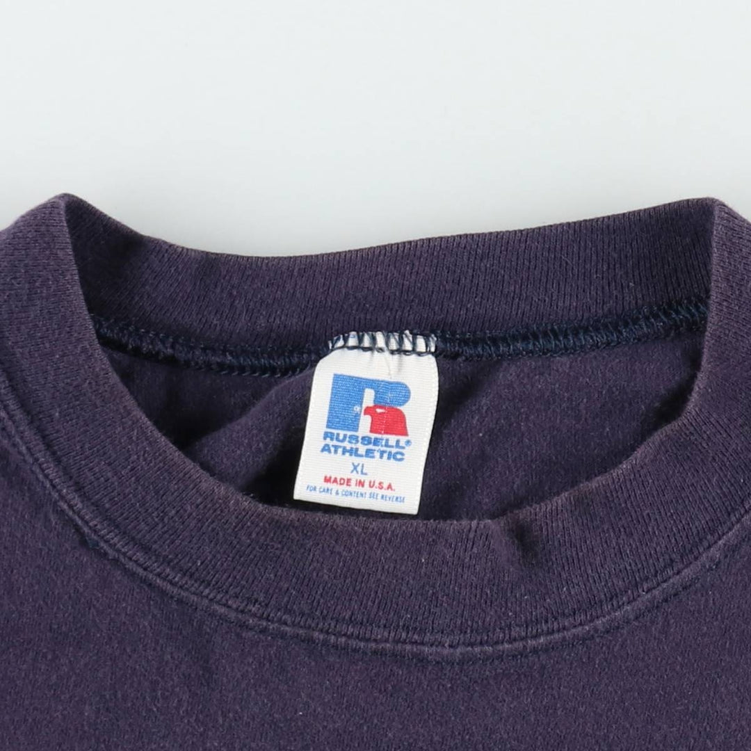 90'S Russell Atlanta Braves MLB Sports Print T-Shirt, Made in USA, Men's Size XL (approx.) cotton navy blue type Vintage Second Hand