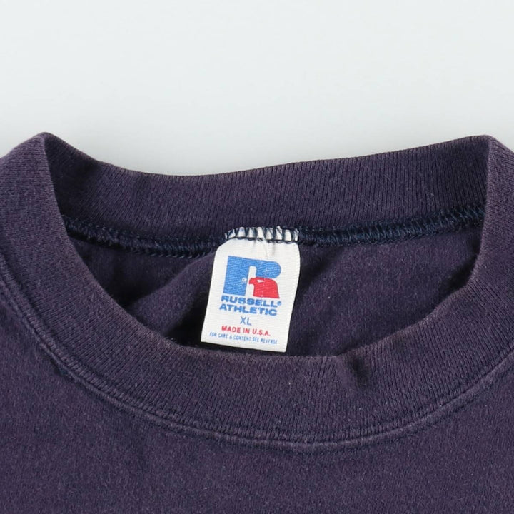 90'S Russell Atlanta Braves MLB Sports Print T-Shirt, Made in USA, Men's Size XL (approx.) cotton navy blue type Vintage Second Hand