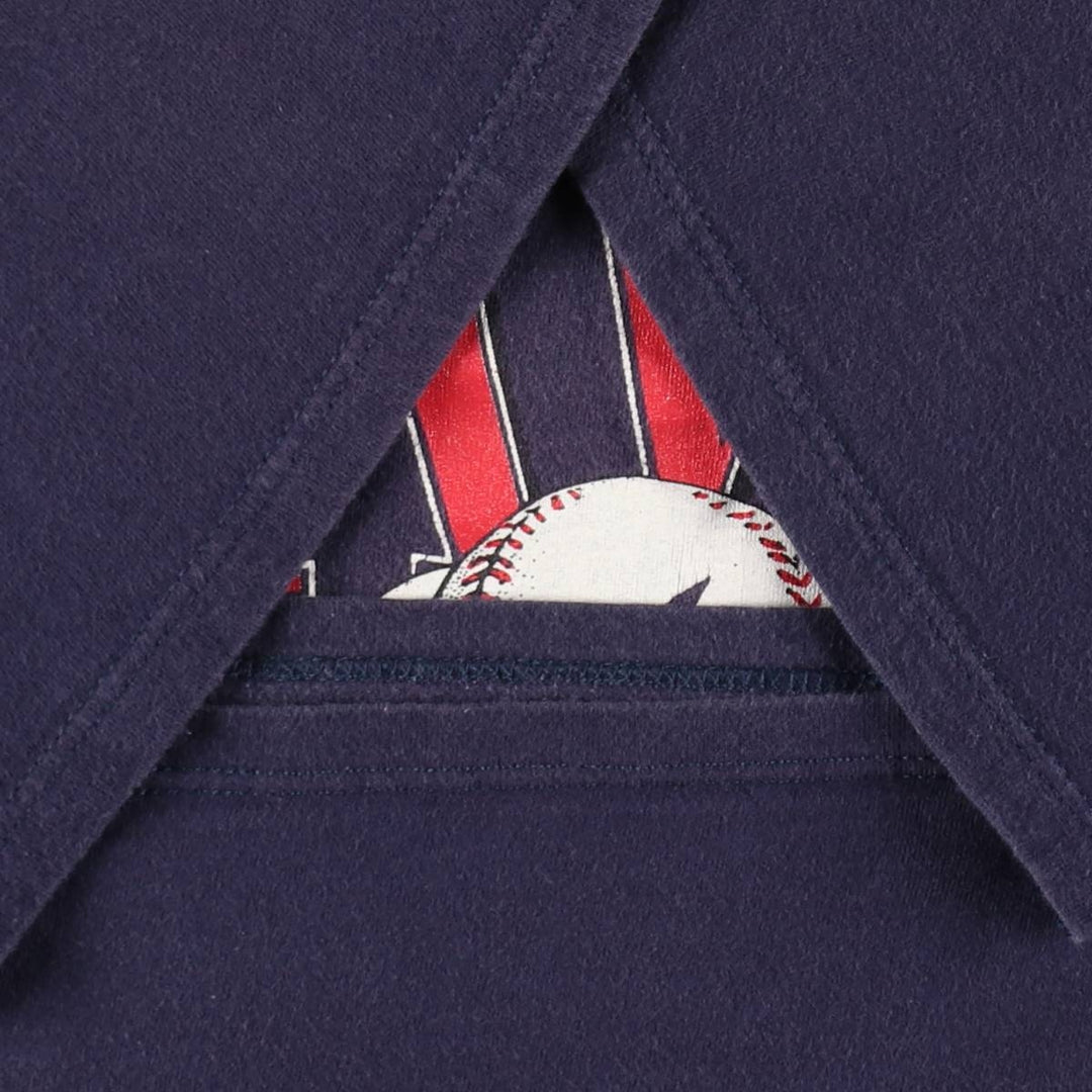 90'S Russell Atlanta Braves MLB Sports Print T-Shirt, Made in USA, Men's Size XL (approx.) cotton navy blue type Vintage Second Hand