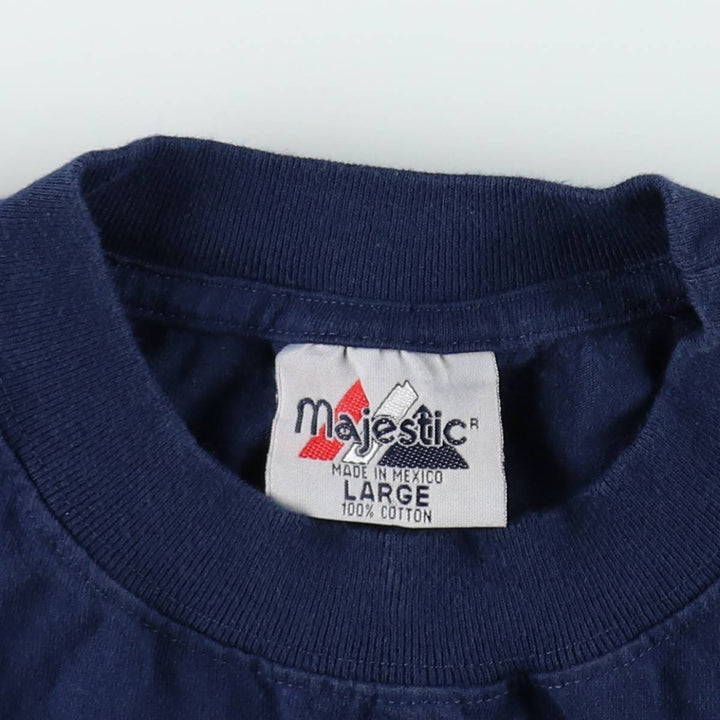 90'S Majestic MLB New York Yankees sports print T-shirt, men's size L (approx.) cotton navy blue type Vintage Second Hand