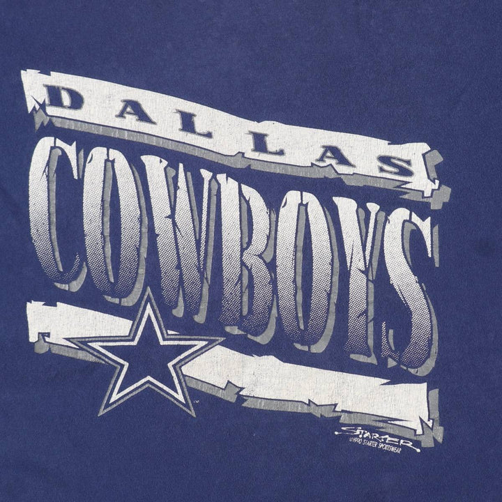 90'S NFL Dallas Cowboys Logo Print T-Shirt, Men's Size L (approx.), Vintage unclear navy blue type Vintage Second Hand