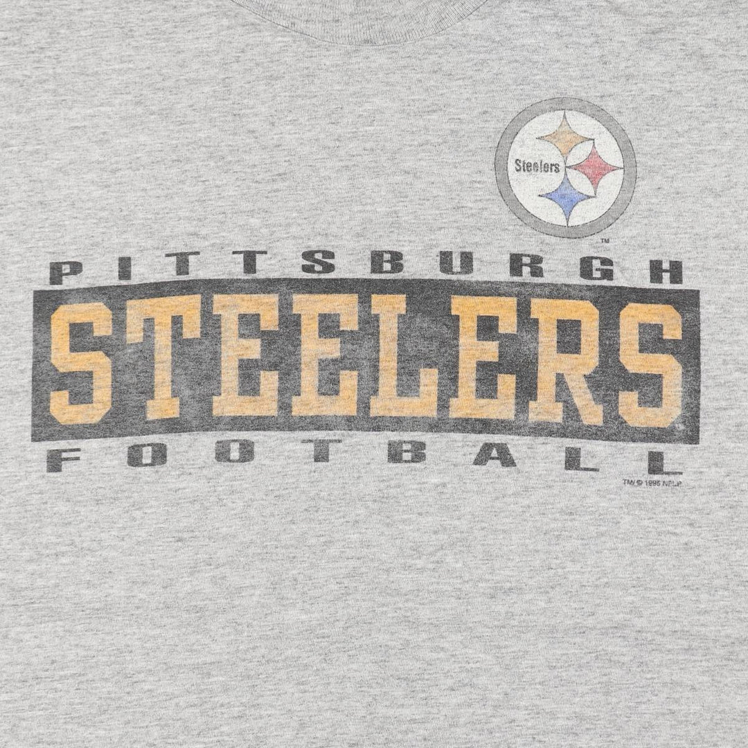 90'S ARTEX NFL Pittsburgh Steelers Logo Print T-Shirt, Made in USA, Men's Size XL (approx.) cotton gray type Vintage Second Hand