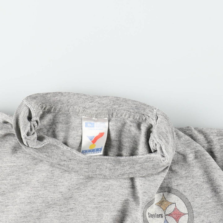 90'S ARTEX NFL Pittsburgh Steelers Logo Print T-Shirt, Made in USA, Men's Size XL (approx.) cotton gray type Vintage Second Hand