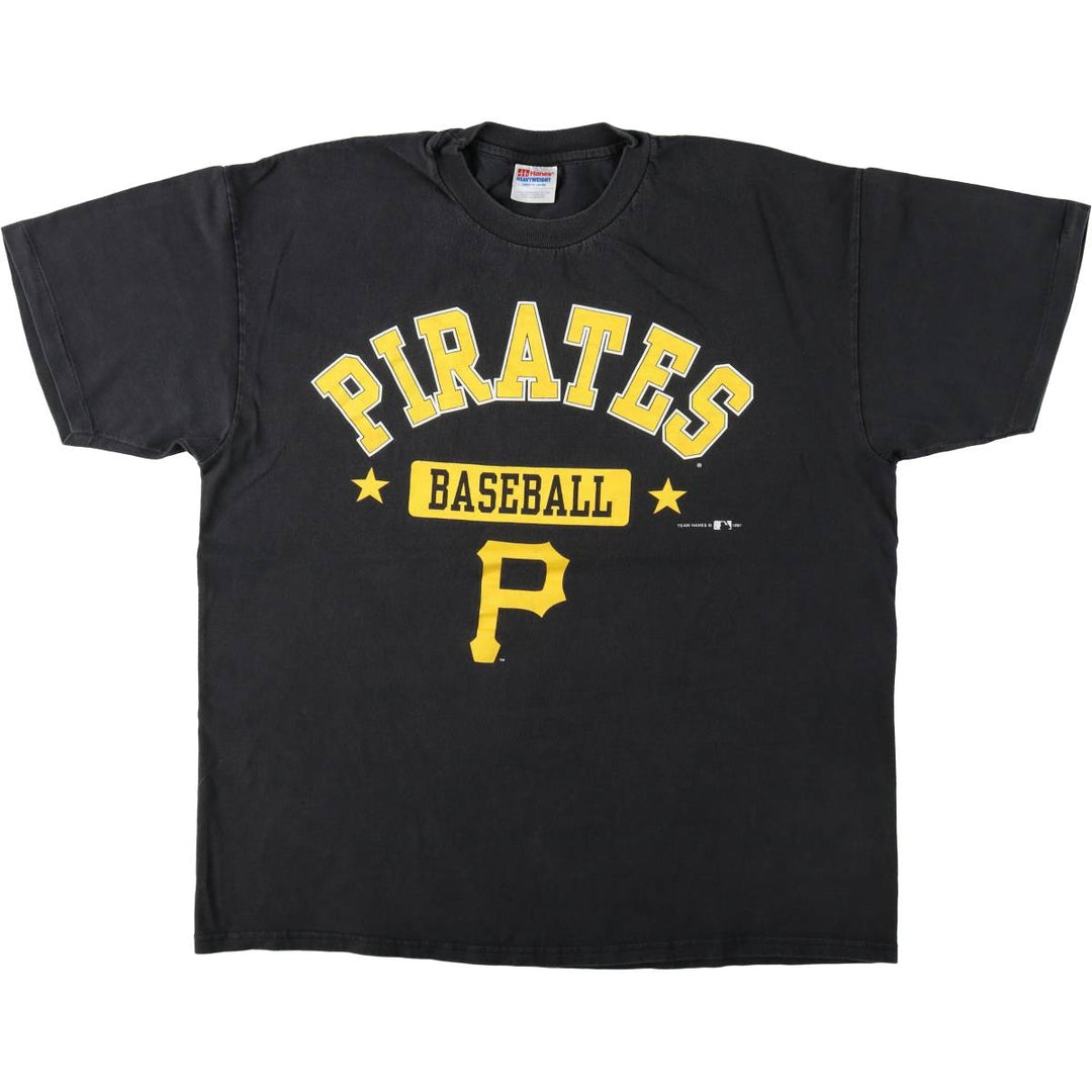 90'S Hanes Heavyweight MLB Pittsburgh Pirates Sports Print T-Shirt, Men's XL (approx.), Vintage cotton black type Vintage Second Hand