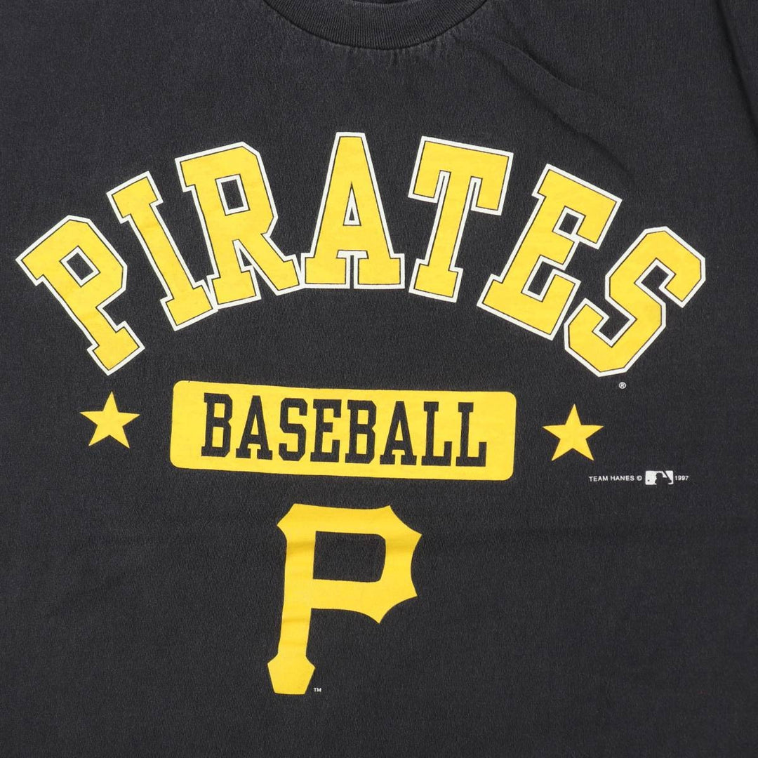 90'S Hanes Heavyweight MLB Pittsburgh Pirates Sports Print T-Shirt, Men's XL (approx.), Vintage cotton black type Vintage Second Hand