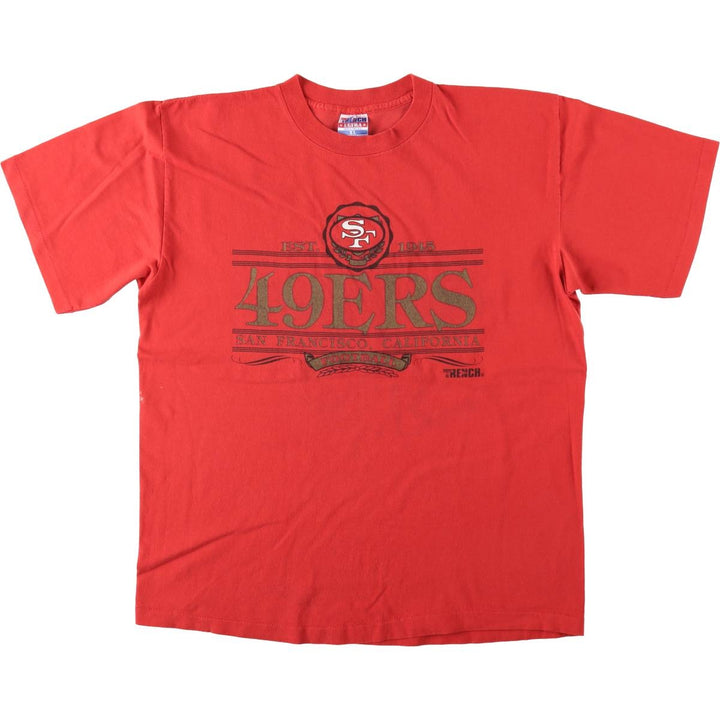 90'S TRENCH NFL San Francisco 49ers Sports Print T-Shirt, Made in USA, Men's XL equivalent, Vintage cotton red type Vintage Second Hand