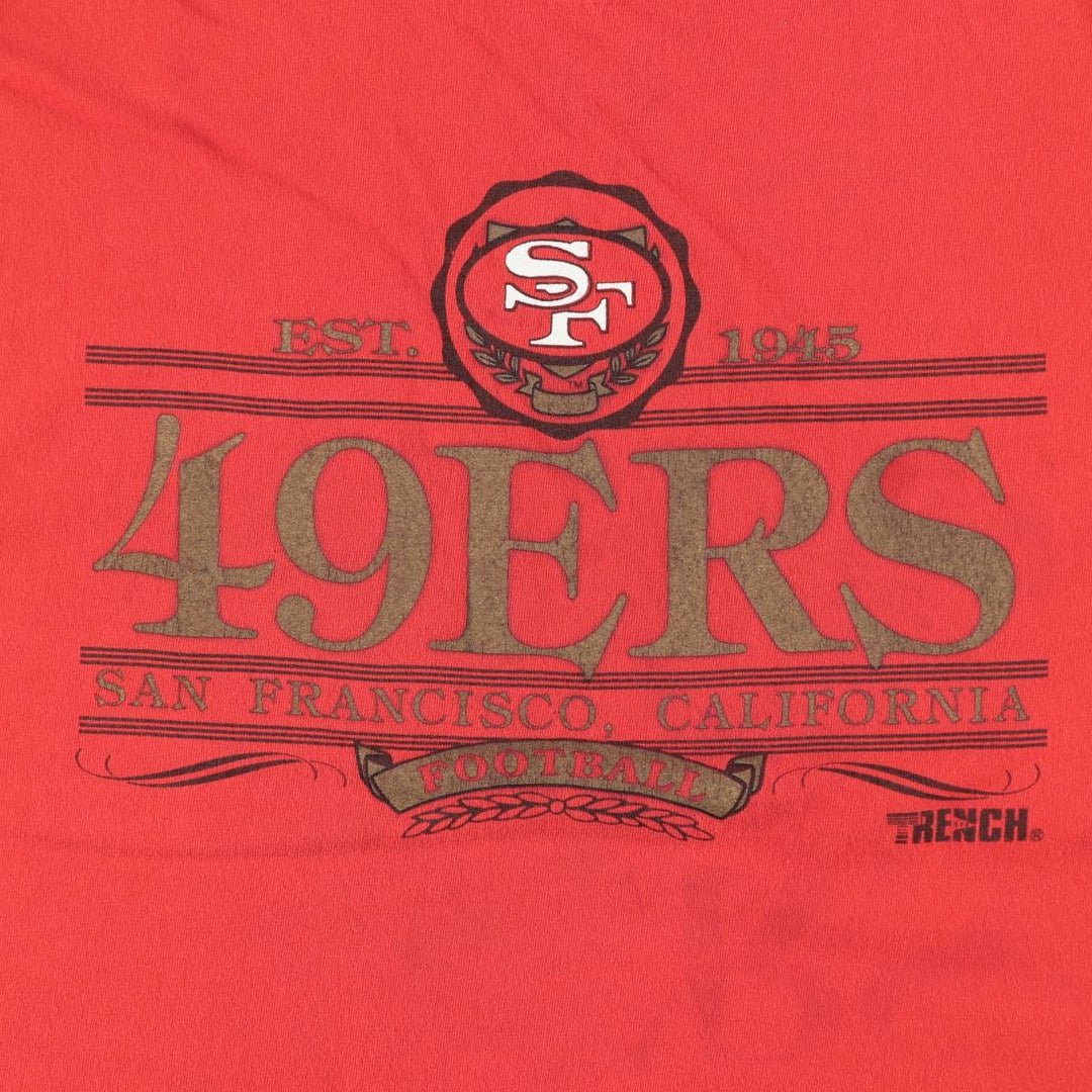 90'S TRENCH NFL San Francisco 49ers Sports Print T-Shirt, Made in USA, Men's XL equivalent, Vintage cotton red type Vintage Second Hand