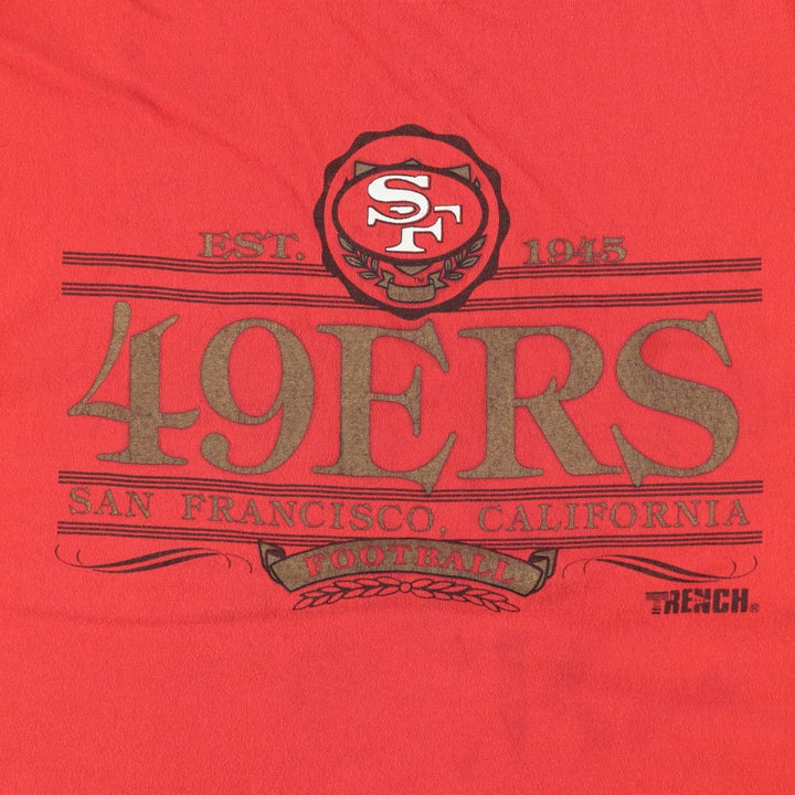 90'S TRENCH NFL San Francisco 49ers Sports Print T-Shirt, Made in USA, Men's XL equivalent, Vintage cotton red type Vintage Second Hand