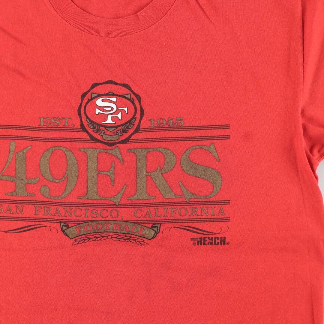 90'S TRENCH NFL San Francisco 49ers Sports Print T-Shirt, Made in USA, Men's XL equivalent, Vintage cotton red type Vintage Second Hand