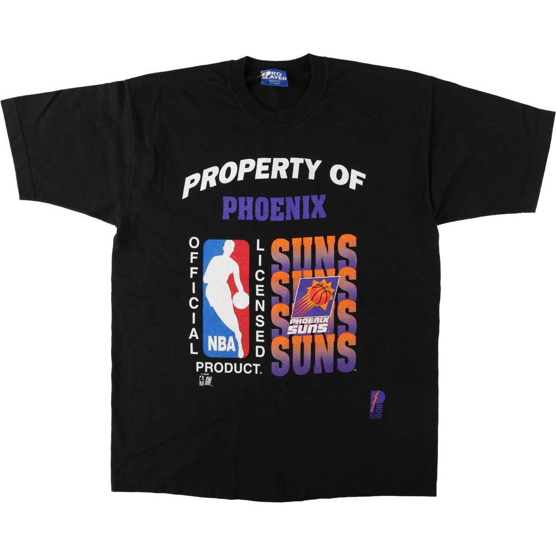 90'S PRO PLAYER NBA PHOENIX SUNS Sports Print T-Shirt, Made in USA, Men's XL (approx.) Vintage cotton black type Vintage Second Hand