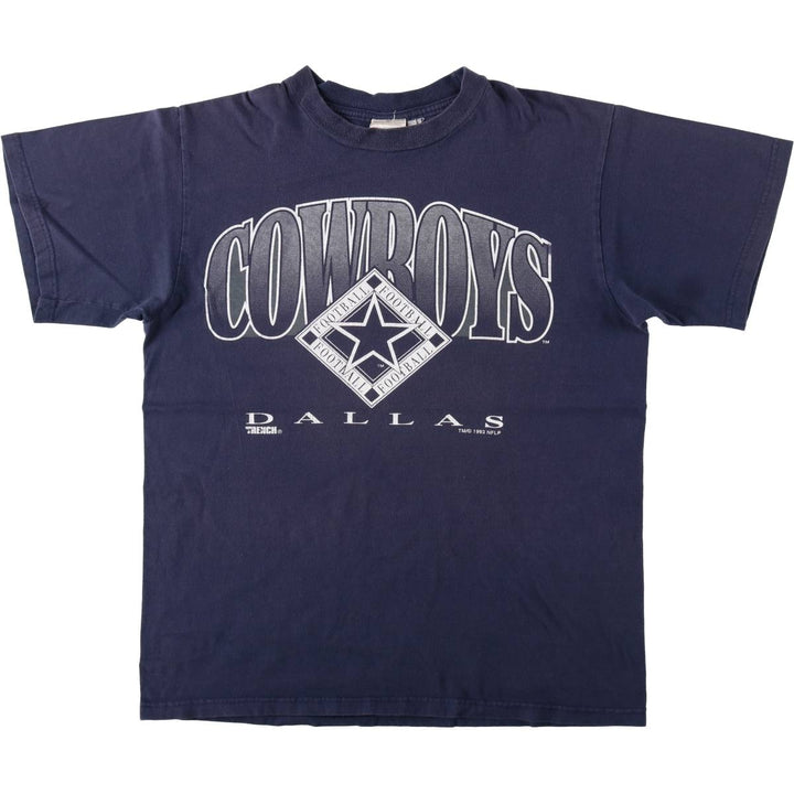 90'S TRENCH NFL DALLAS COWBOYS logo print T-shirt, men's size L equivalent, vintage. cotton navy blue type Vintage Second Hand