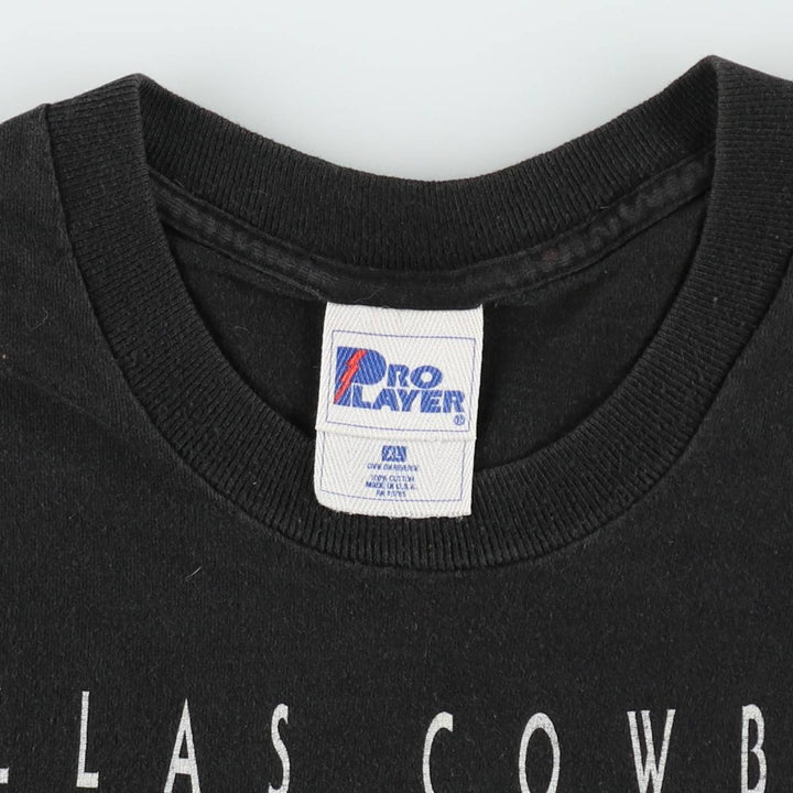 90'S PRO PLAYER NFL DALLAS COWBOYS (Dallas Cowboys) Sports Print T-Shirt, Made in USA, Men's XL (approx.) Vintage cotton black type Vintage Second Hand