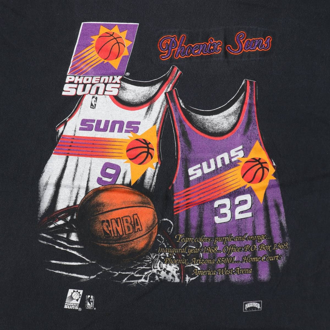 90'S NUTMEG NBA PHOENIX SUNS Sports Print T-Shirt, Made in USA, Men's Size L (approx.), Vintage cotton black type Vintage Second Hand