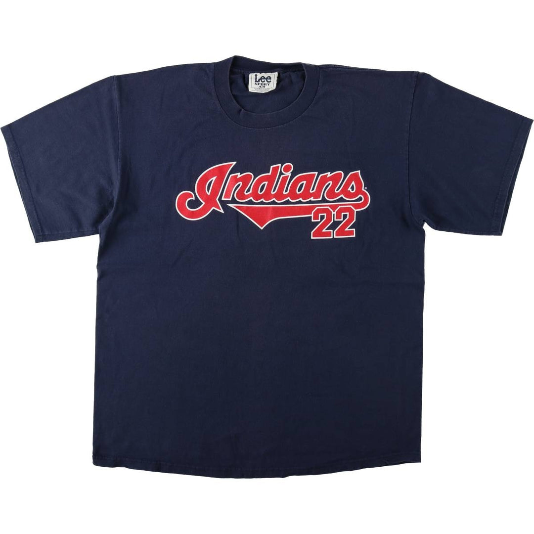 90s-00'S Lee SPORT MLB CLEVELAND INDIANS sports print T-shirt, men's size XL. cotton navy blue type Vintage Second Hand
