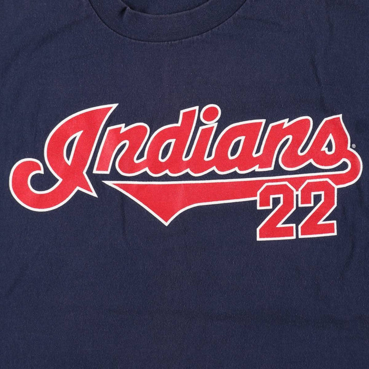 90s-00'S Lee SPORT MLB CLEVELAND INDIANS sports print T-shirt, men's size XL. cotton navy blue type Vintage Second Hand