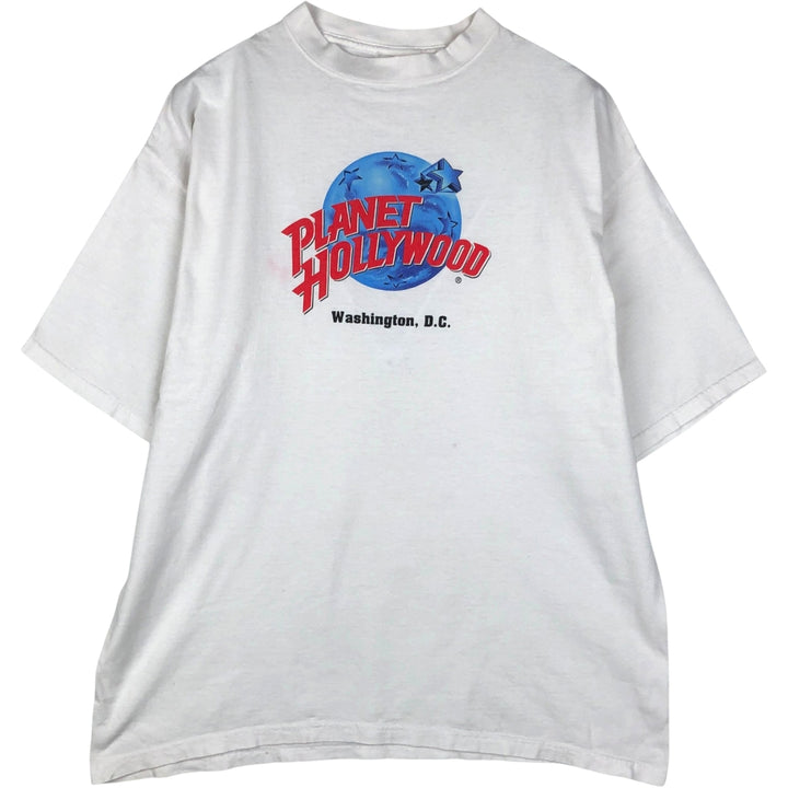 PLANET HOLLYWOOD Advertising T-shirt, Men's XL size unclear white type Vintage Second Hand
