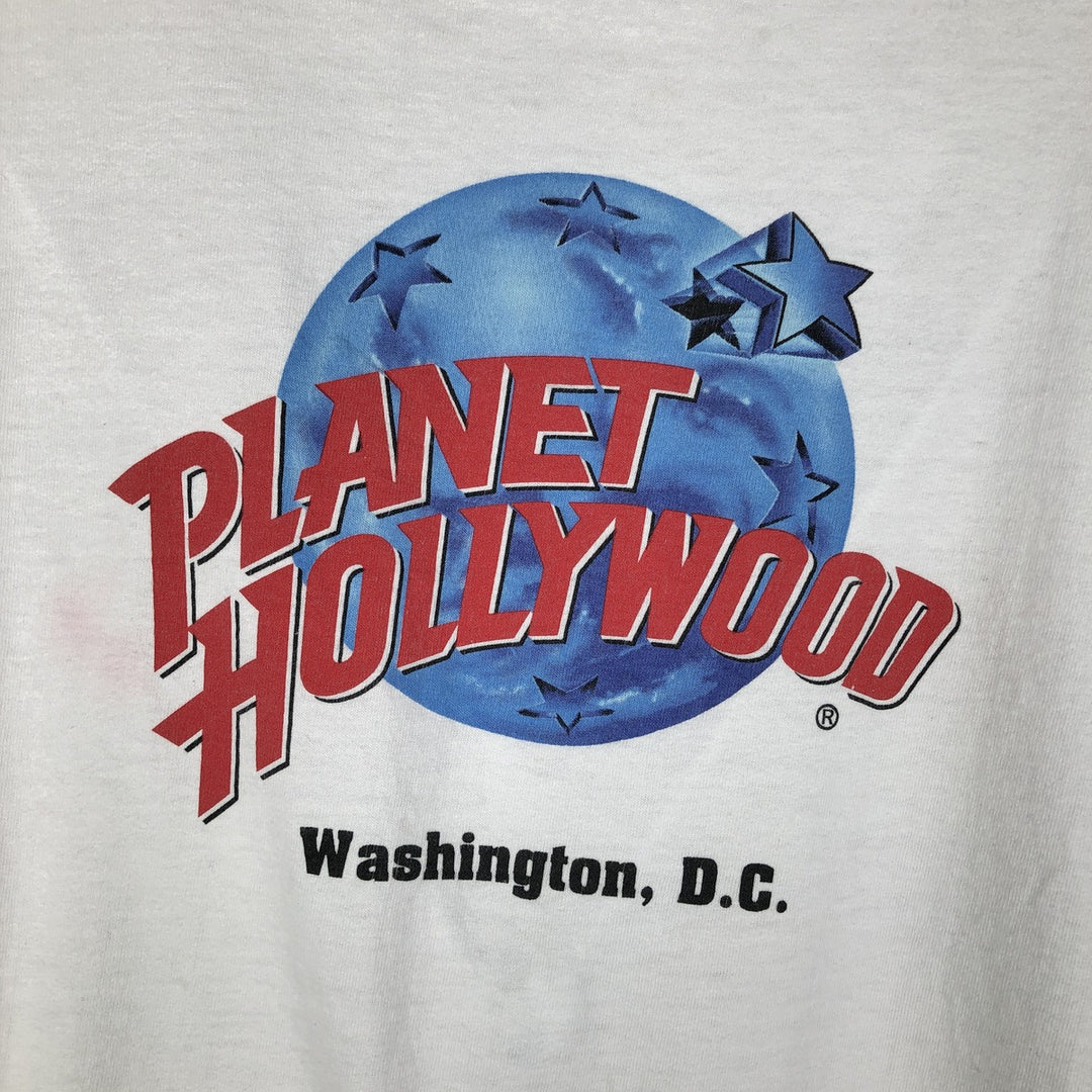 PLANET HOLLYWOOD Advertising T-shirt, Men's XL size unclear white type Vintage Second Hand