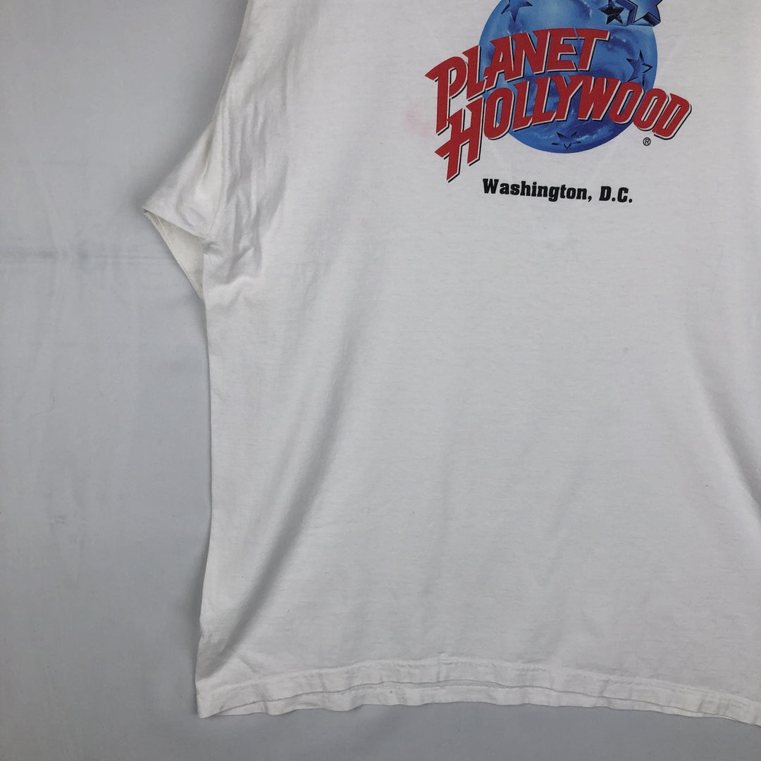 PLANET HOLLYWOOD Advertising T-shirt, Men's XL size unclear white type Vintage Second Hand