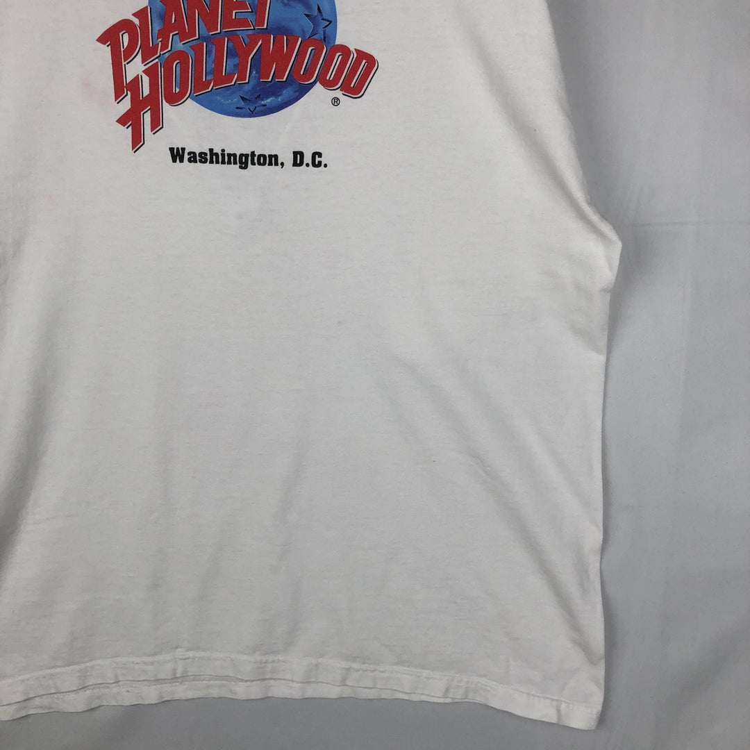 PLANET HOLLYWOOD Advertising T-shirt, Men's XL size unclear white type Vintage Second Hand