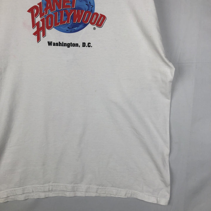 PLANET HOLLYWOOD Advertising T-shirt, Men's XL size unclear white type Vintage Second Hand