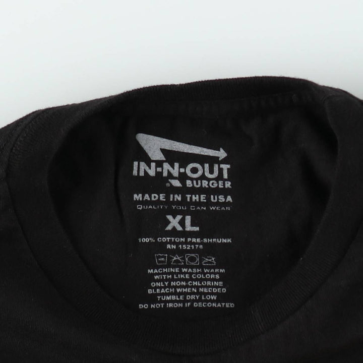 IN-N-OUT BURGER In-N-Out Burger Advertising T-shirt Made in USA Men's XL size cotton black type Vintage Second Hand