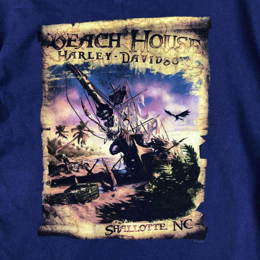 Harley-Davidson Motorcycle Bike T-shirt, Men's Size L cotton Navy blue Vintage Second Hand