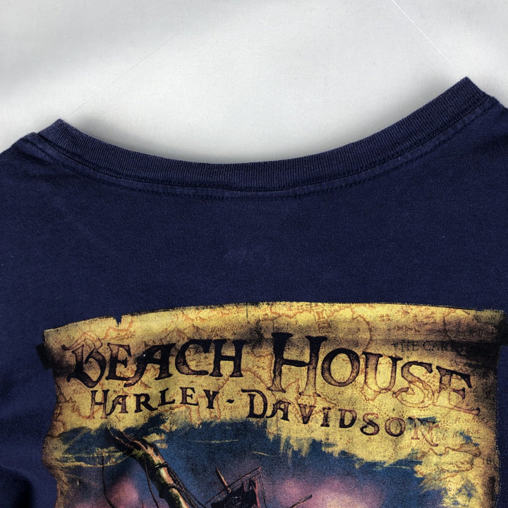 Harley-Davidson Motorcycle Bike T-shirt, Men's Size L cotton Navy blue Vintage Second Hand