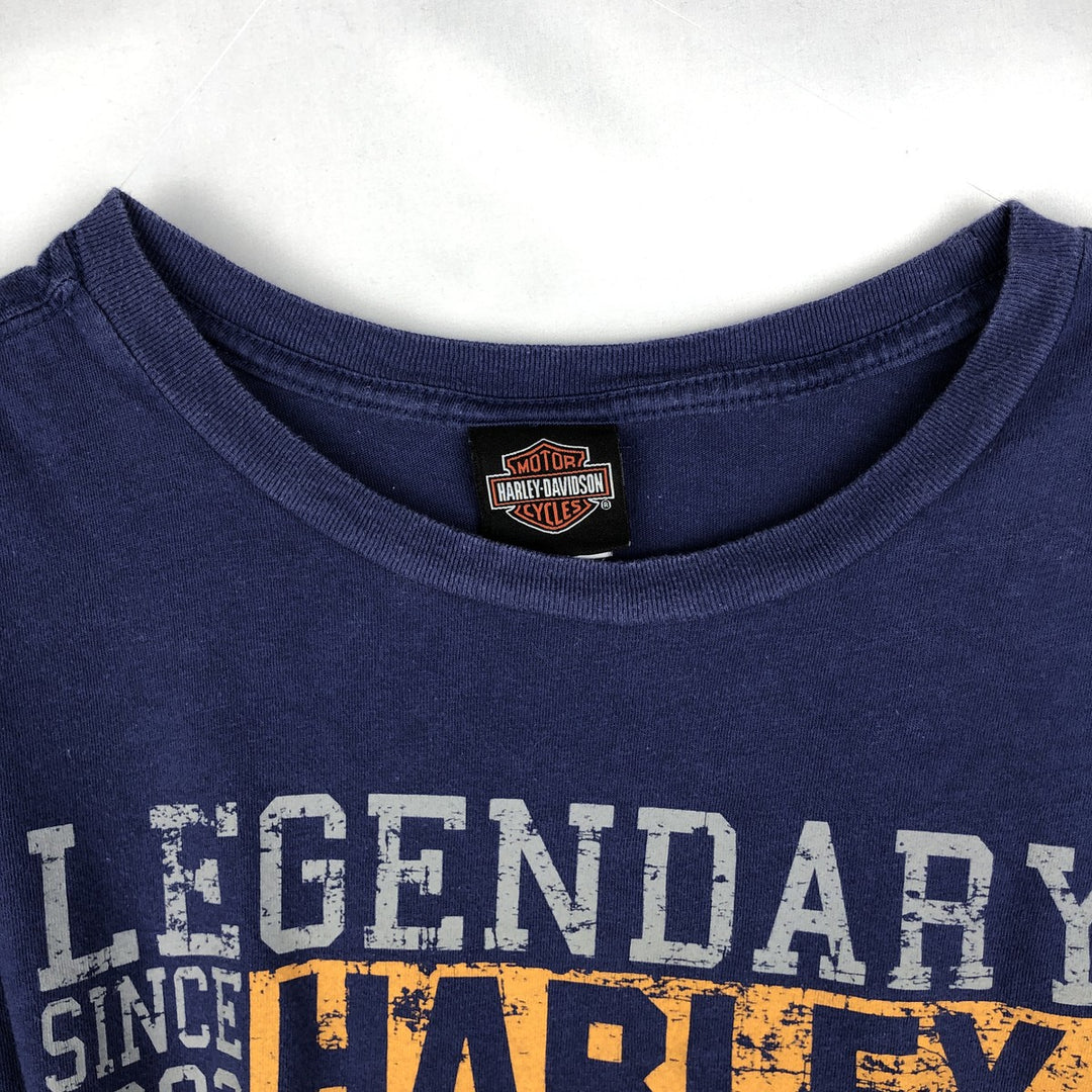 Harley-Davidson Motorcycle Bike T-shirt, Men's Size L cotton Navy blue Vintage Second Hand