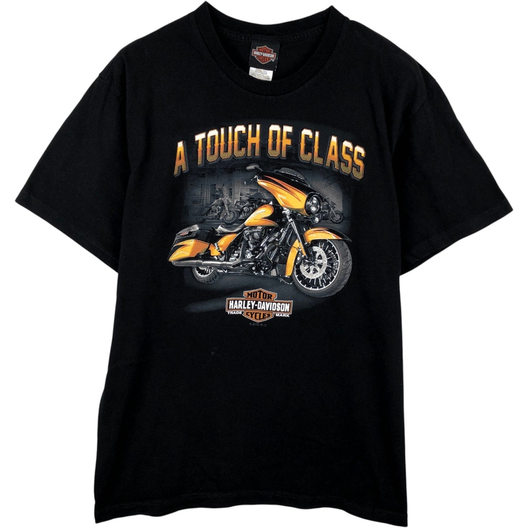 Harley-Davidson Motorcycle Bike T-shirt Made in USA Men's L size cotton black type Vintage Second Hand