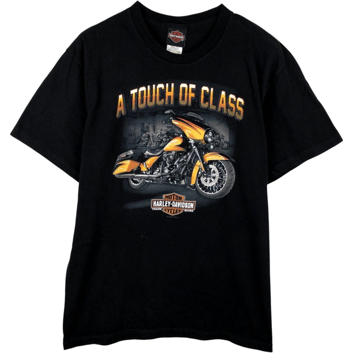 Harley-Davidson Motorcycle Bike T-shirt Made in USA Men's L size cotton black type Vintage Second Hand
