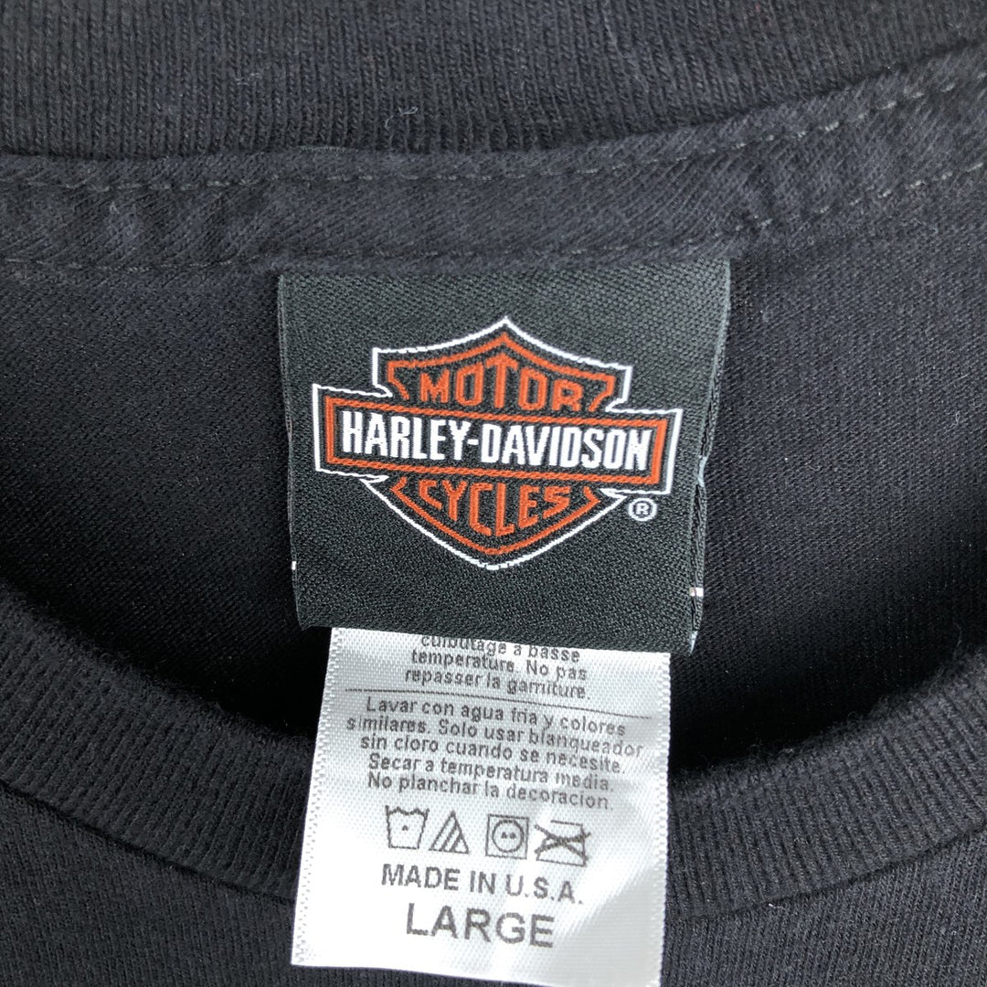 Harley-Davidson Motorcycle Bike T-shirt Made in USA Men's L size cotton black type Vintage Second Hand