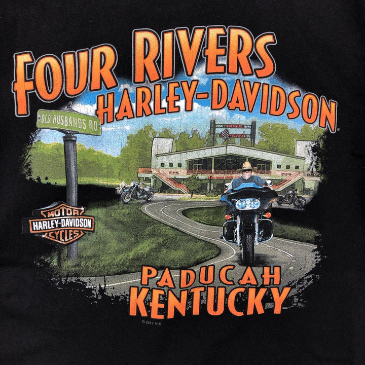 Harley-Davidson Motorcycle Bike T-shirt Made in USA Men's L size cotton black type Vintage Second Hand