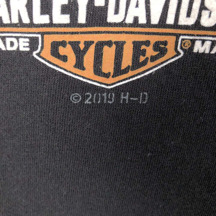Harley-Davidson Motorcycle Bike T-shirt Made in USA Men's L size cotton black type Vintage Second Hand
