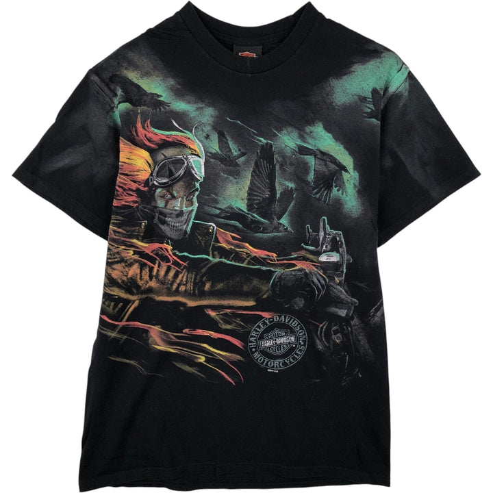 Harley-Davidson Eagle Pattern Stars and Stripes Motorcycle T-Shirt, Men's Size Medium cotton black type Vintage Second Hand